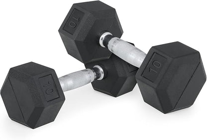 MADOG Hex-Dumbbells, Rubber Coated Cast Iron Dumbbell Set, 5-25 LBS