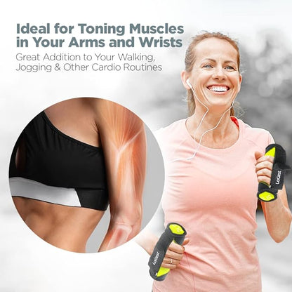 LoGest Soft Hand Weights with Adjustable Straps - Comes in 1LB Weights 2LB or 3LB 4LB - Comfortable Secure Weighted Neoprene Dumbbells with Straps for Walking Running Cardio Workout Physical Therapy