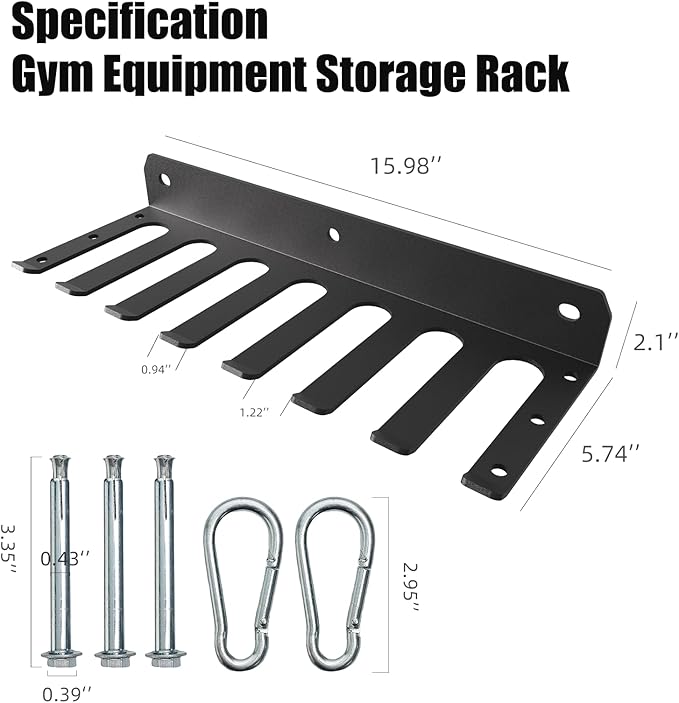 Multi-Purpose Gym Equipment Storage Rack-Heavy-duty, Home Gym Accessories Storage Rack, Barbell Holder Strength Training Weight Racks for Resistance Bands Jump Ropes Carabiners Included