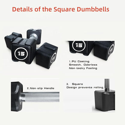 Cast Iron Dumbbells, (5.5LB-22LB) In Pair /(30LB/55LB) Single, Fixed Dumbbell Weights With Pu Coating and Anti-Slip Grip, No Odor