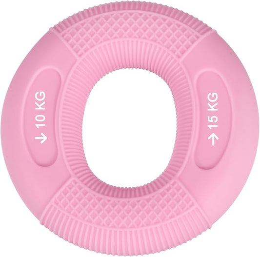 uxcell Hand Grip Strength Trainer, 3" 10-15 KG(22-33 Lbs) Silicone Rings Finger Forearms Exercise Grip Squeezer for Athletes Workout, Rock Climbing, Pink