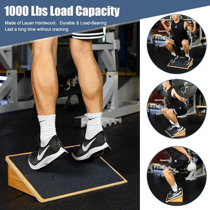 StrongTek Slant Board for Knees Over Toes, Training Incline Board for Squats, 1000 Lbs Weight Capacity, Wooden Incline Boards with Non-Slip Surface for Calf Stretch, Weightlifting, Fitness