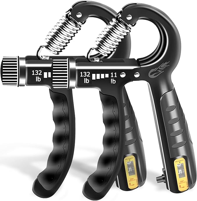 FLYFE Grip Strength Trainer, Plastic, 2 Pack / 5 Pack, 11-132 lbs, Forearm Strengthener, Hand Squeezer Adjustable Resistance, Hand Grip Strengthener for Muscle Building and Injury Recovery