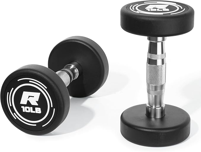 Ritfit 5-250 LBS PVC Encased Round Dumbbell sets with Knurled Handle and Optional Rack, Strength Training Equipment for Home Gym