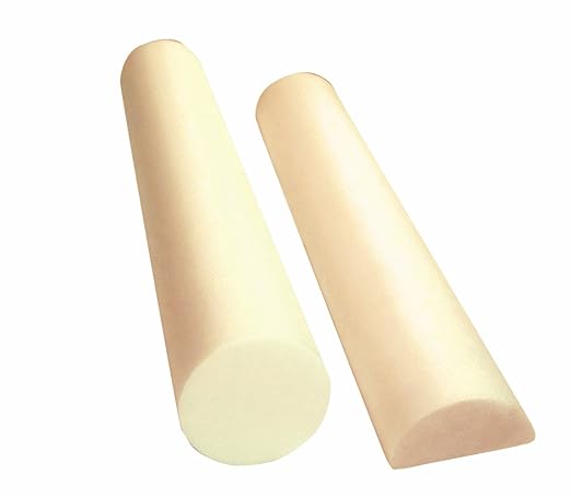 CanDo Beige PE Foam Rollers for Muscle Restoration, Massage Therapy, Sport Recovery and Physical Therapy 6" x 12" Round