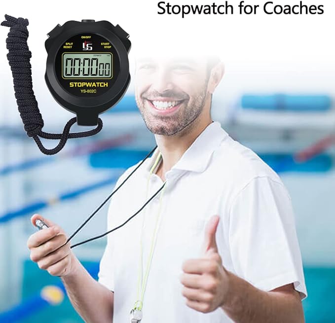 Digital Stopwatch Timer Only Stopwatch with On/Off, No Clock No Date No Countdown Silent Easy Use, Basic Sport Stopwatch for Kids Coaches Running Swimming, Yellow