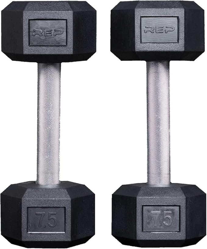 Rep Fitness Rubber Hex Dumbbell(s) - Singles (55LB (5LB - 50LB) -