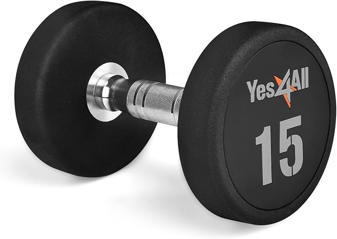 Yes4All Urethane Dumbbells with Anti-Slip Knurled Handle 5-50LBS for Muscle Building - Sold Individually