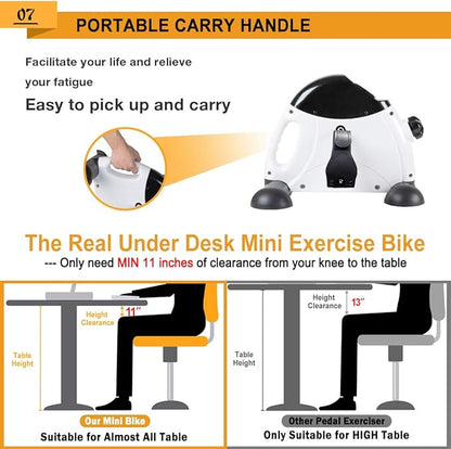 Pedal Exerciser Stationary Under Desk Mini Exercise Bike - Peddler Exerciser with LCD Display, Foot Pedal Exerciser for Seniors,Arm/Leg Exercise