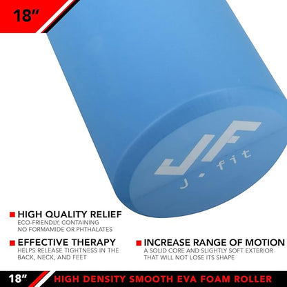 JFIT High Density Smooth EVA Foam Roller - Made in Taiwan - Multiple Size Options Available - Exercise, Massage, Muscle Recovery, Round Foam Roller