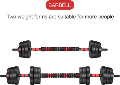 EDOSTORY Adjustable Dumbbell Set, 22/44/66/88lbs Free Weights Dumbbells for Home Gym, 4 in 1 Set, Barbell Set, Dumbbell Set, Kettlebell Set and Push-ups, Non-slip Handles, Fitness for Men Women