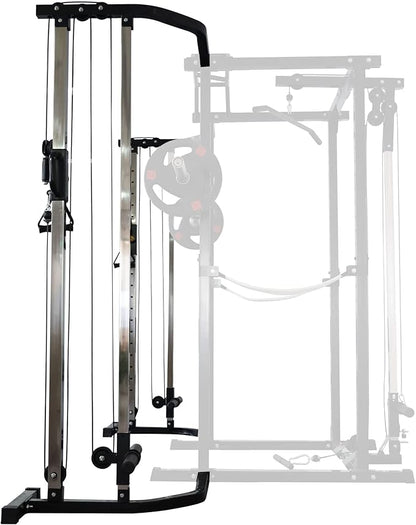 Signature Fitness Multi-Function Adjustable Power Cage with J-Hooks, Safety Straps and Optional LAT Pulldown Attachment and Cable Crossover, Multiple Styles