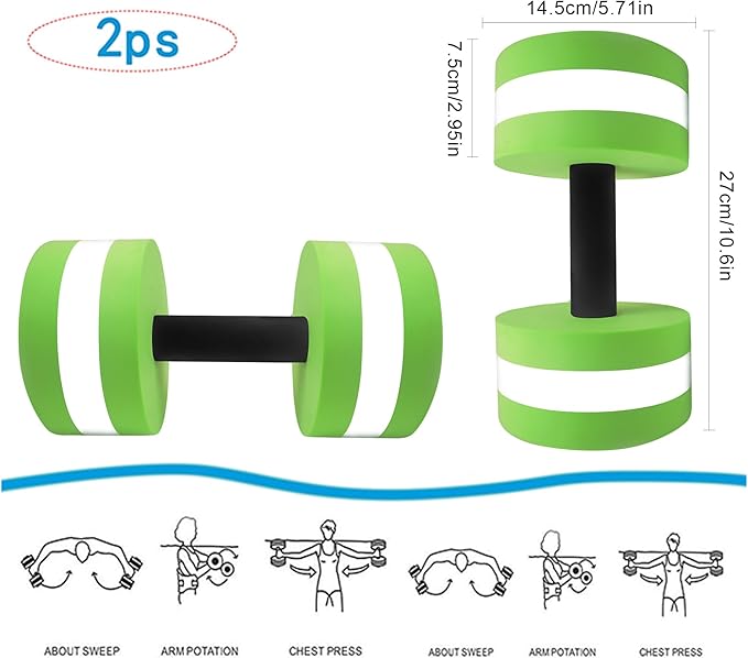 Swimming Exercise Equipment Water Dumbbells: Water Foam Barbells of 2 Set, Pool Heavy Weights, Pool Resistance, Hand Fitness Gear, Aqua Aerobic Sport Tool, Swimming Paddles, Water Walking Grip