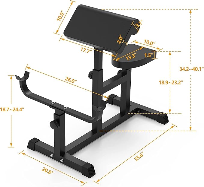 Uboway Preacher Curl Bench, Curl Bench for Weight Lifting, Preacher Curl Pad with Adjustble Height, Isolated Barbell Dumbbell Biceps Station, Roman Chair for Upper Limb Muscle for Home Gym