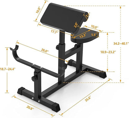 Uboway Preacher Curl Bench, Curl Bench for Weight Lifting, Preacher Curl Pad with Adjustble Height, Isolated Barbell Dumbbell Biceps Station, Roman Chair for Upper Limb Muscle for Home Gym