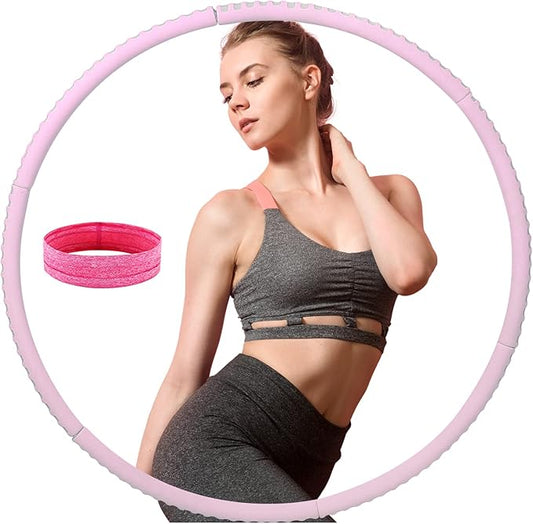 Weighted hulu Hoops for Adults Weight Loss, Exercise, and Cardio, Fun Core Trainer and Weighed Hoop for Home, Gym, or Travel Use, Weighted Hula with Headband