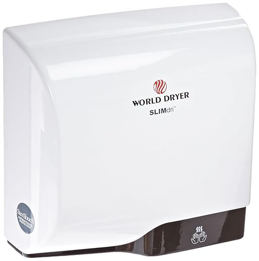 World Dryer L-974 SLIMdri Surface Mounted ADA Compliant Automatic Hand Dryer with Aluminum White Cover, 120/208/240V