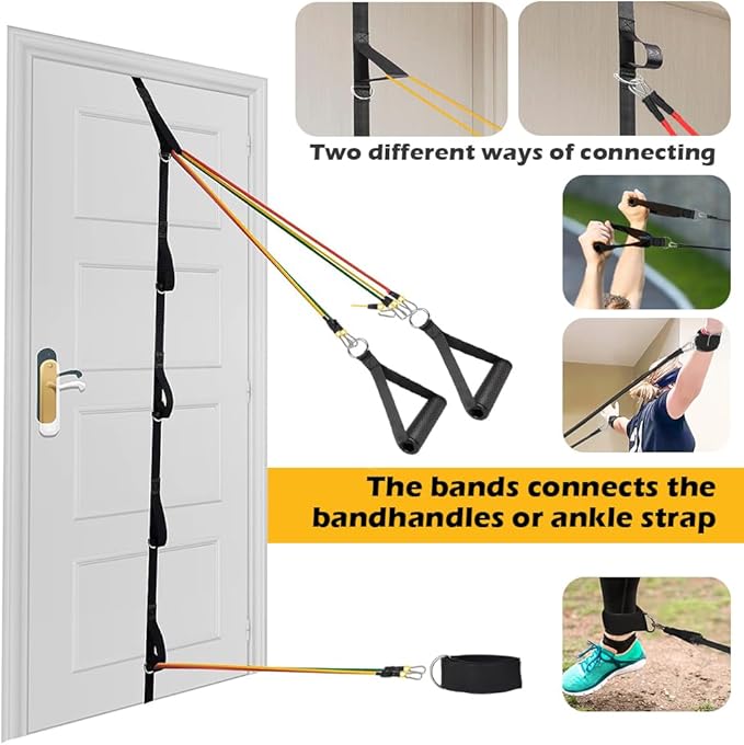 Resistance Bands Set for Men and Women - Exercise Bands with Handles, Door Anchor, Ankle Straps - Perfect for Heavy Resistance Training, Physical Therapy, Yoga, Home Workouts - Shape Your Body