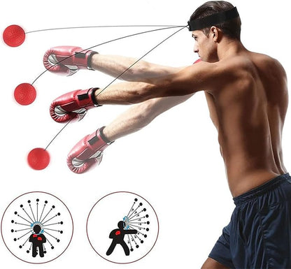 Boxing Reflex Ball with 3 Sets of Hand Protective Boxing Bandages, Boxing Training Balls, and MMA Speed Training is Suitable for Adults/Children