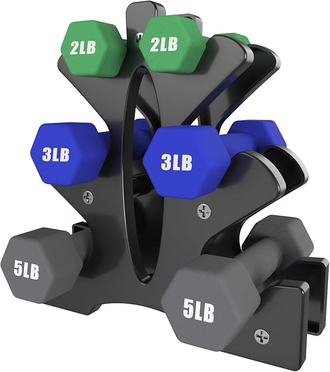 Portzon Weights Dumbbells 10 Colors Options Compatible with Set of 2 Neoprene Dumbbells Set,1-15 LB, Anti-Slip, Anti-roll, Hex Shape