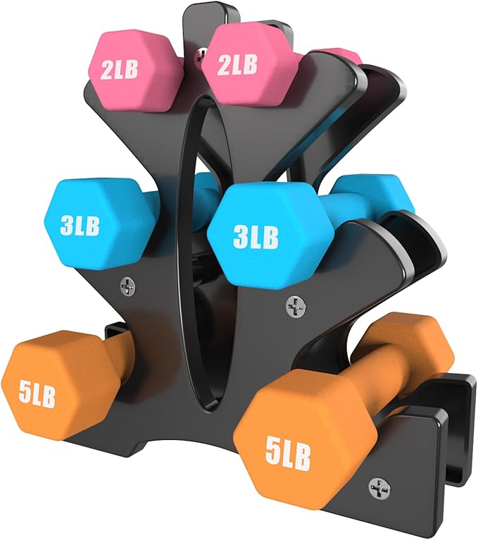 Portzon Weights Dumbbells 10 Colors Options Compatible with Set of 2 Neoprene Dumbbells Set,1-15 LB, Anti-Slip, Anti-roll, Hex Shape