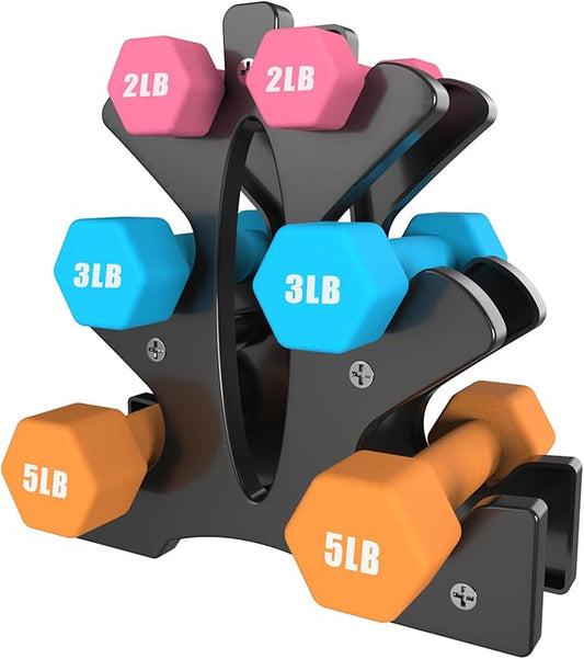 Portzon Weights Dumbbells 10 Colors Options Compatible with Set of 2 Neoprene Dumbbells Set,1-15 LB, Anti-Slip, Anti-roll, Hex Shape