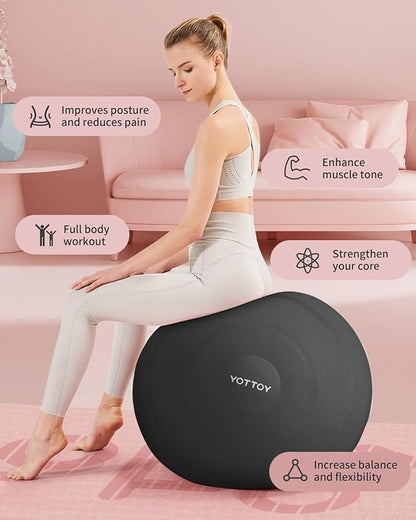 Anti-Burst Exercise Ball for Working Out, Yoga Ball for Pregnancy,Extra Thick Workout Ball for Physical Therapy,Stability Ball for Ball Chair Fitness with Pump