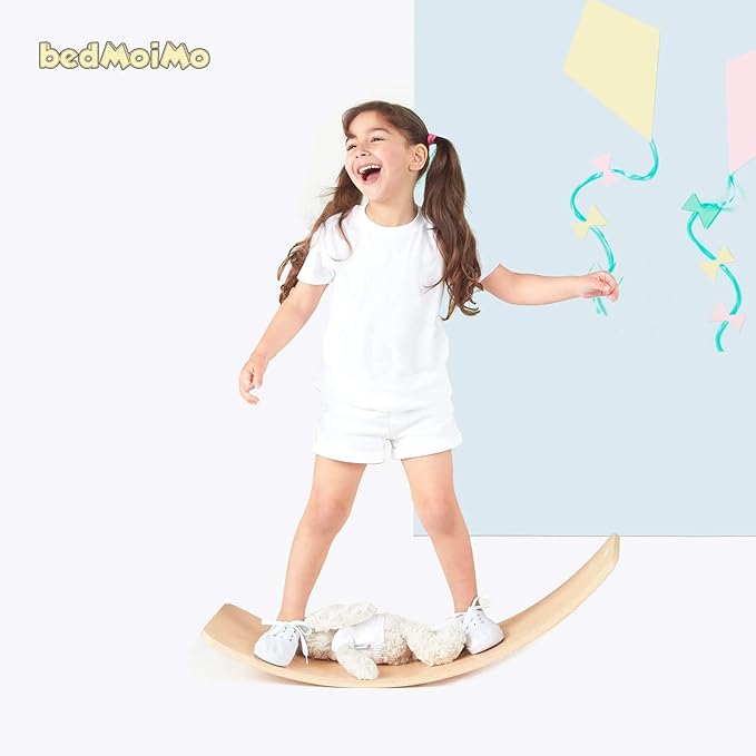 35 Inch Wooden Balance Board Wobble Board for Kids Toddlers, Teens, Adults, Wood Kids Toys for Kids - Wobble Balance Board Kids - Kids Wooden Toys - Montessori Waldorf Learning Toys Rocker