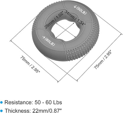 uxcell Hand Grip Strengthener, 2.95" 50-60 Lbs Silicone Rings Fingers Forearms Exercise Grip Trainer for Rock Climbing Athletes Workout, Gray