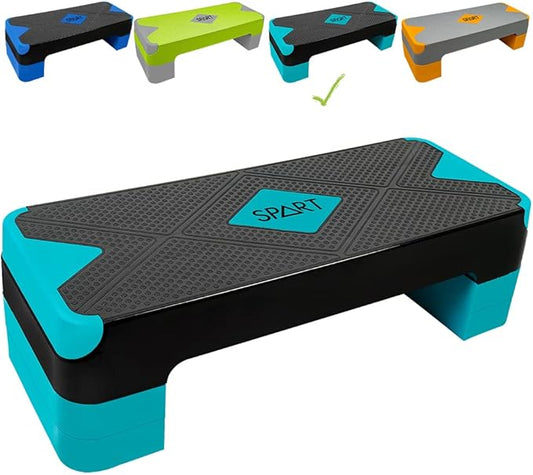 SPART Adjustable Workout Aerobic Stepper, Aerobic Exercise Step Platform with 4 Risers, 3 Levels Adjust 4" - 6" - 8", 26.77" Trainer Stepper with Non-Slip Surface for Home Gym Extra Risers