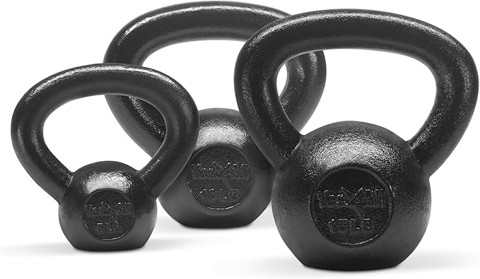 Yes4All Kettlebell Cast Iron Sets 5 - 10 - 15 - 20 - 25 - 30 lbs, Multi-Level from Beginners to Pros Kettlebell Set for Strength Training & Home Gym Equipment