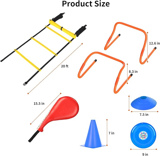 GHB Agility Ladder 3 Agility 20 feet 12 Rungs 5 Discs 5 Cones