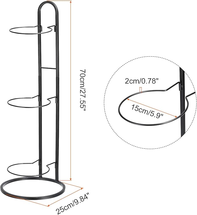 Basketball Ball Storage Rack, 3 Tier Sports Equipment Storage Organizer Removable Vertical Display Stand for Volleyball Football Basketball Badminton