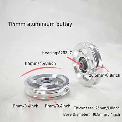 Cable Pulley Wheel, 114-115mm Universal Aluminum Alloy Pulley Wheel for Home Gym Exercise Strength Training Equipment