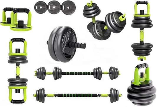 NEW Adjustable Dumbbells/Barbell/Kettlebell/Push-Up Stand - Upgraded with Ab Wheel - 22lb/33lb/44lb/66lb/88lb, 10kg/15kg/20kg/30kg/40kg - Home Gym Equipment for Men and Women