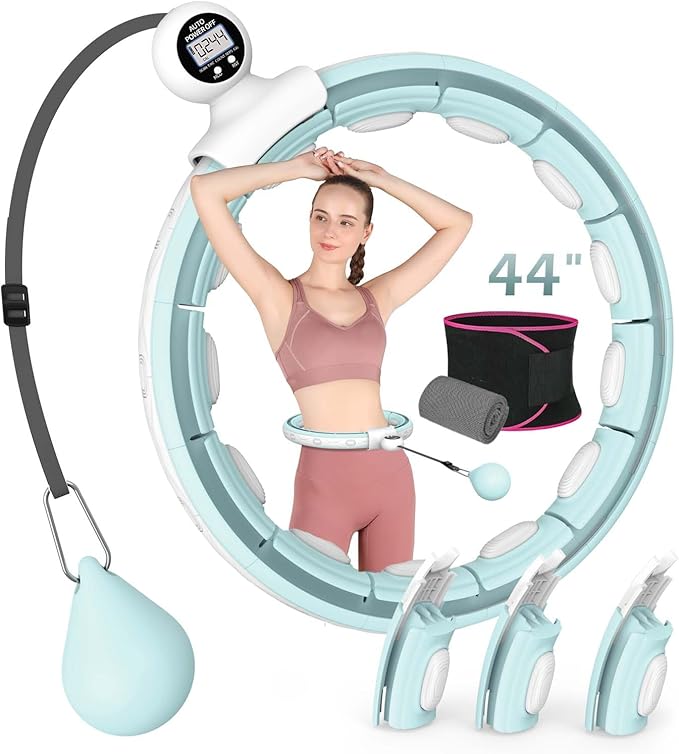 EPEHSPORT Silent Infinity Smart Hoops with Counter 22"-44", Weighted Exercise Hoola Equipment, 2 in 4 Abdomen Fitness Massage,Infinity Hoop Weighted Hula Hoop with Sweat Belt.