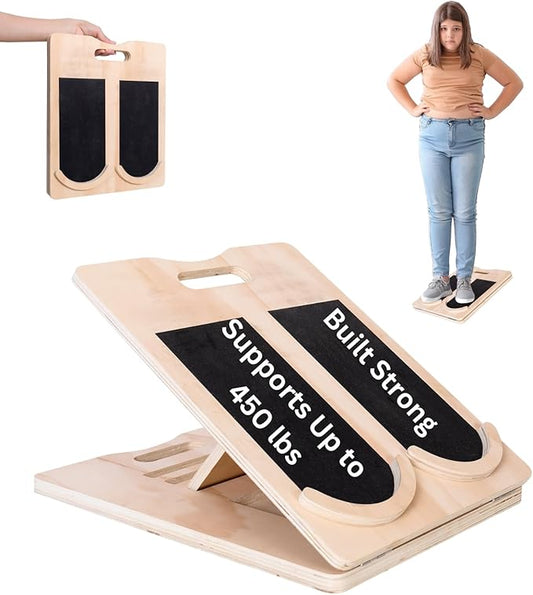 Ory Wooden Slant Board for Calf Stretching | Adjustable Incline Balance Board & Calf Stretcher | Physical Therapy Equipment for Knees Ankle Heel Feet Leg, Natural