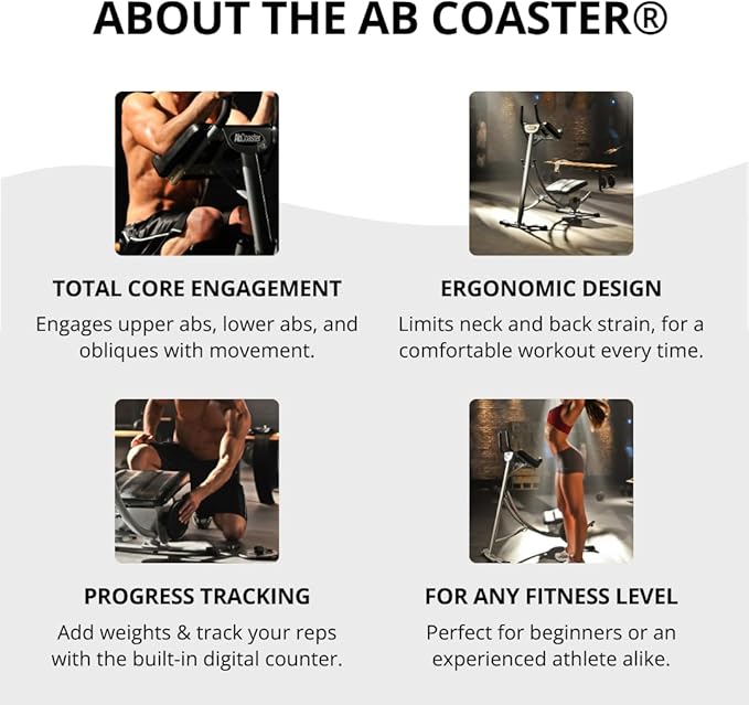 AbCoaster MAX Ab Machine Exercise Equipment For Home Gym