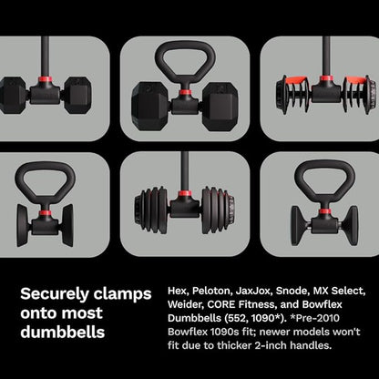 Jayflex Hyperbell Dumbbell Converter - Convert Dumbbells to Barbell Set and Kettlebell for Home Fitness - Adjustable & Up to 200 lb Capacity Weight Barbell for Weight Lifting