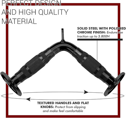 A2ZCARE Cable Machine Accessories for Weight Lifting, LAT Pull Down Attachment V Handle, V-Shaped Bar, Tricep Rope, Rotating Straight Bar