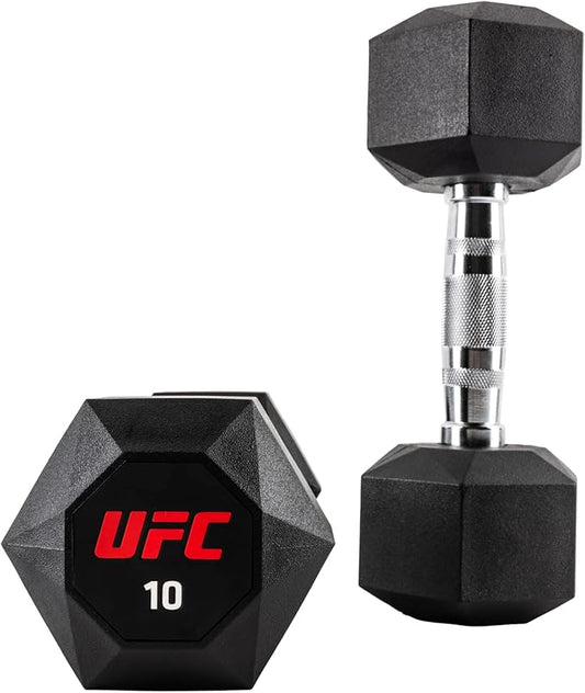 UFC Octagon Dumbbells, Rubber Coated Steel Dumbbell Sets sizes 2.5 to 10kg Weights Home Gym