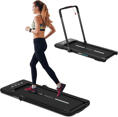 SereneLife Foldable 2 in1 Treadmill & Walking Pad with Remote Control, Compact Under Bed, 2.5 HP, App Support, Easy Assembly and Storage, for Walking or Jogging, 265lbs Capacity