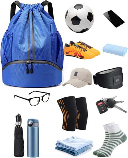 BROTOU Soccer Bags, Football Backpack, Volleyball Bag, Drawstring Soccer Backpack with Ball and Shoe Compartment