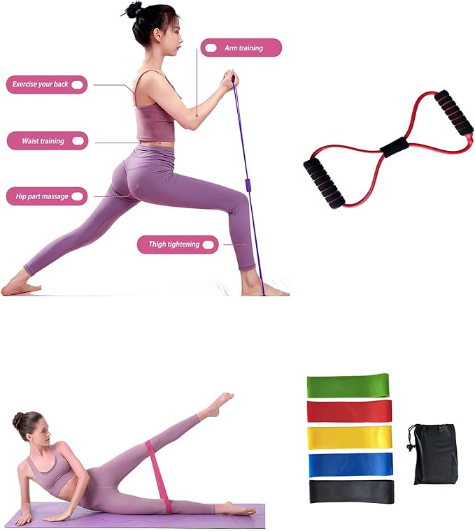 Gym or Home Workout Equipment,Figure 8 Resistance Band with Padded Handles Great for Stretch, Exercise, Fitness Training, Yoga, Resistance Weights, Therapy (Light Resistance 15lbs.)