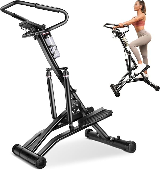 BODY RHYTHM Steppers for Exercise at Home, Power Stair Stepper Machine for Cardio & Climbing Training, Hydraulic Fitness Stepper with 12 Level Hydraulic Cylinders, Large LCD Monitor, Large Handlebar.