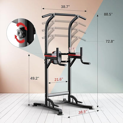 Wesfital Pull Up Bar Power Tower Dip Bar Station Dip Stand Multi-Functional Workout Equipment Strength Training Machine for Men Women Home Gym