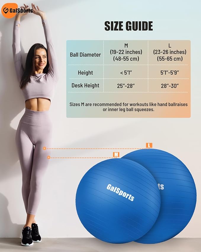 Yoga Ball Exercise Ball for Working Out, Anti-Burst and Slip Resistant Stability Ball, Swiss Ball for Physical Therapy, Exercise Ball Chair, Home Gym Fitness