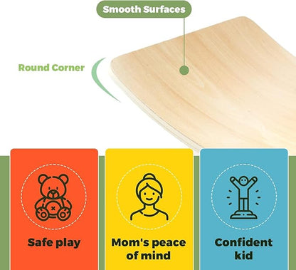 35 Inch Wooden Balance Board Wobble Board for Kids Toddlers, Teens, Adults, Wood Kids Toys for Kids - Wobble Balance Board Kids - Kids Wooden Toys - Montessori Waldorf Learning Toys Rocker