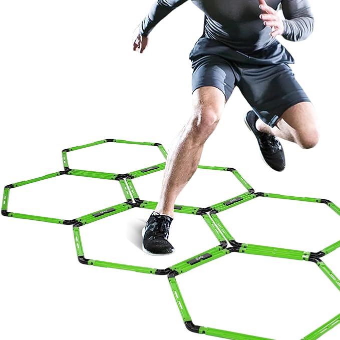 GHB Hex Agility Rings Speed Rings with Carrying Bag 6 Set Portable Hexagon Rings, Agility Hurdles for Agility Footwork Training