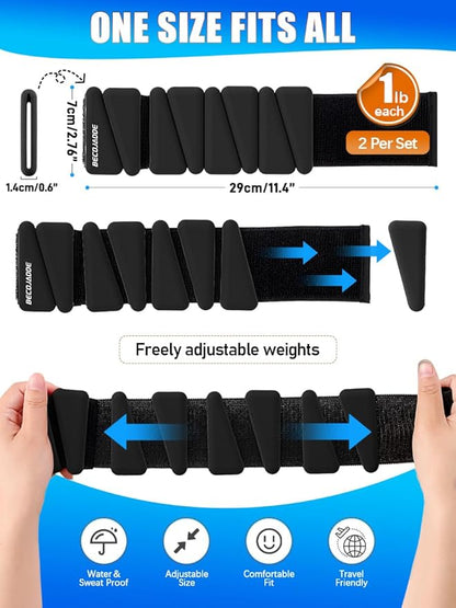 Wrist Ankle Weights Adjustable Training Intensity for Strength Training Walking Running Yoga Pilates Jogging for Women Men Set of 2